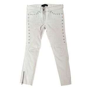 Isabel Marant White Leather Pants with Star Studs Size 36 FR. 4 USA